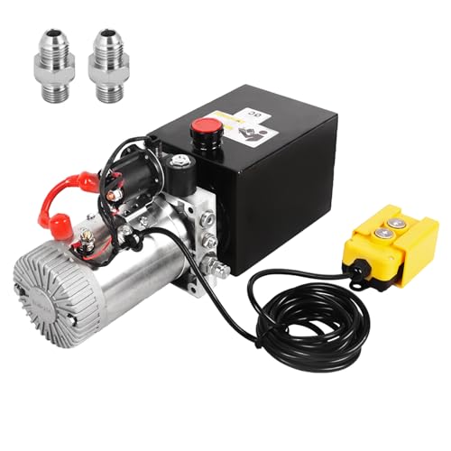 4 Quart Hydraulic Pump 12V DC Single Acting Electric Hydraulic Pump 1.1 Gallon Dump Trailer Pump 3200 PSI Hydraulic Power Unit Metal Reservoir for Dump Trailer Car Lifting
