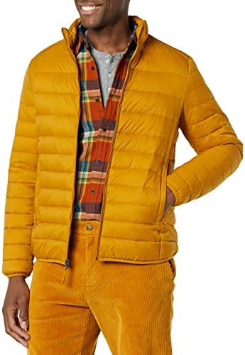 Amazon Essentials Doudoune Imperméable Légère Et Compacte (Disponible en Grande Taille) Homme, Jaune Doré, XS