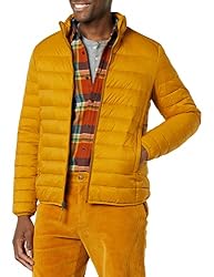 Amazon Essentials Chaqueta acolchada, ligera y resistente al agua para hombre (disponible en tallas grandes y altas), amarillo dorado, talla L