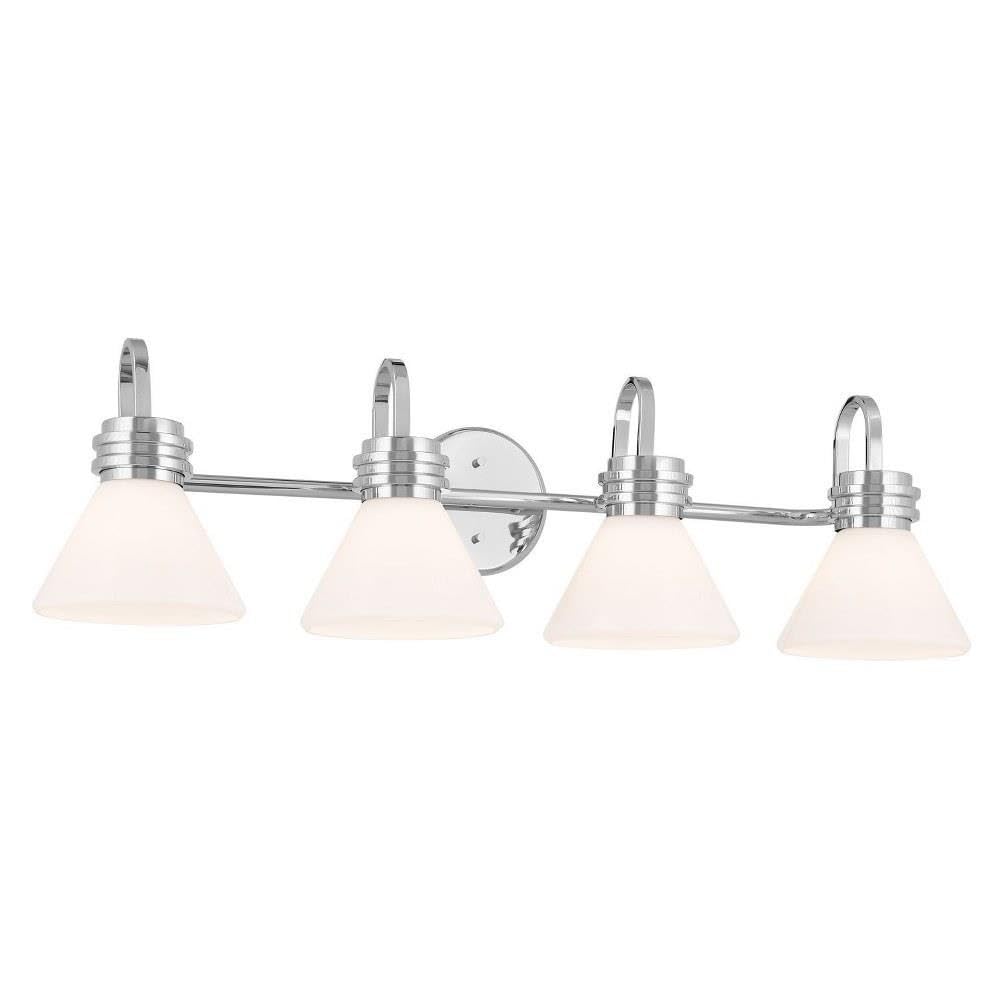 Kichler Farum 34" 4-Light Vanity Light with Opal Glass in Chrome for Single or Double Vanity, Over a Mirror, Powder Room, Bathroom, (34" W x 9.5" H), 55156CH