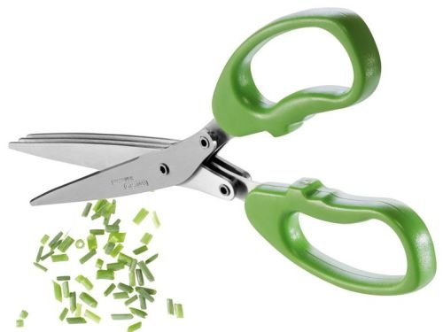 Preisvergleich Produktbild ERNESTO® Kräuterschere - 3 rostfreie Edelstahl-Klingenpaare (Küchen-Kräuterschere für Rechts- und Linkshänder geeignet)