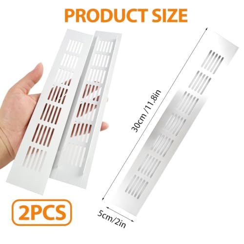 2 Pièces 30x5 cm Grille de Ventilation Rectangulaire, Grille d'Aération en Aluminium, Grille de Ventilation Rectangulaire en Aluminium Argent, pour Ventilations de Placards – vue 2