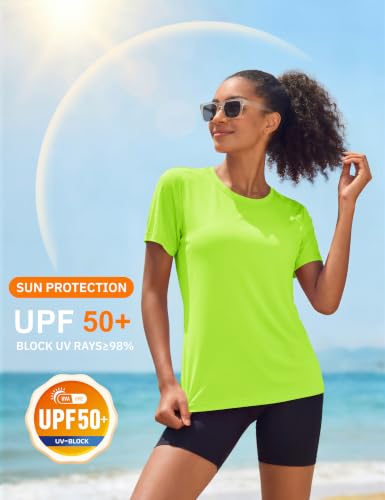 Image of MAGCOMSEN Women's Short Sleeve T-Shirts UPF 50+ Sun Protection Shirts Quick Dry Athletic Running Workout Tops Rash Guard