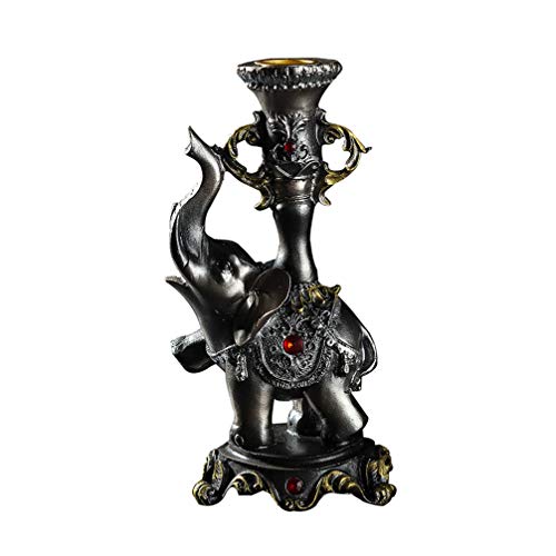 IMIKEYA Elephant Candle Holder Decorative Elephant Pillar Candle Holder Rustic Animal Candlestick Resin Elephant Figurine Fengshui Statue 18x9x75cm
