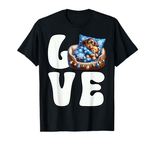 Winter Love Dachshund Graphic for Doxie Dad and Christmas T-Shirt