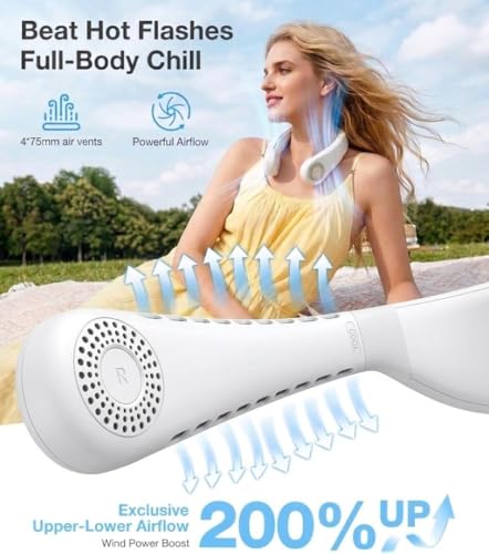 TORRAS COOLiFY Air 2026 Upgraded Neck Fan Air Conditioner, Dual-Airflow Pro Cooling, Ultra Light Portable Fan Rechargeable, Personal Cooling Fan Travel Essentials, Gift for Dad Father,Ivory White — view 4