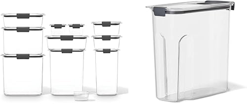 Rubbermaid Brilliance - Juego de 10 piezas recipientes transparentes y herméticos de almacenamiento de alimentos y despensa y 6 recipientes de