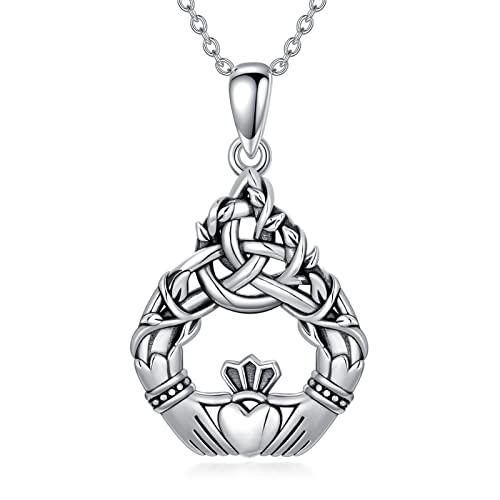WINNICACA keltisch Claddagh Baum der Lebens Halskette 925 Sterling Silber Baum des Lebens Halskette Claddagh Keltische Halskette für Frauen Religiöwen Schmuck Cover