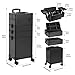 Professional Rolling Makeup Case, Cosmetology Case on Wheels 4 in 1 Large Cosmetic Train Case, Ideal Gift for Hairstylist, Nail Techs, Portable Beauty Organizer for Travel or Salon Use,Black