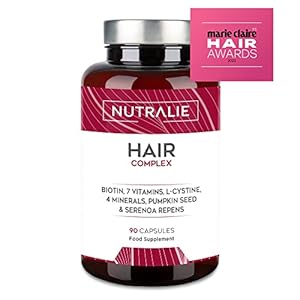 Hair Vitamins – Anti-Hair Loss + Hair Growth + Nails Vitamins – [Award 2022] – Biotin + Zinc + Selenium – Hair Skin and Nail Vitamins with L-Cysteine – Hair Supplement – 90 Capsules – Nutralie