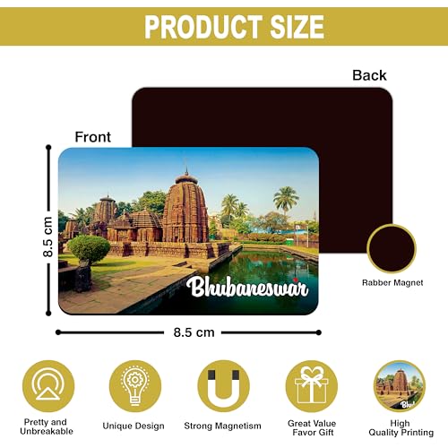 Image of Elegant Fridge Magnet with Themes |Rectangular Size Refrigerator Magnet with Magnetic Rubber Back | Pack of 1, 8.6cm X 5.4cm (Bhubaneswar)
