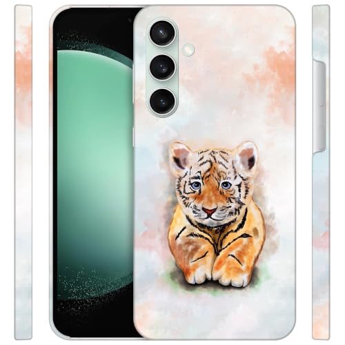 GlamCase for Samsung Galaxy S23 FE 5G, Samsung S23 FE Case - Cute Baby Tiger Design Printed Slim & Sleek Cute Plastic Hard Snap on Designer Back Phone Case/Cover for Samsung S23 FE White