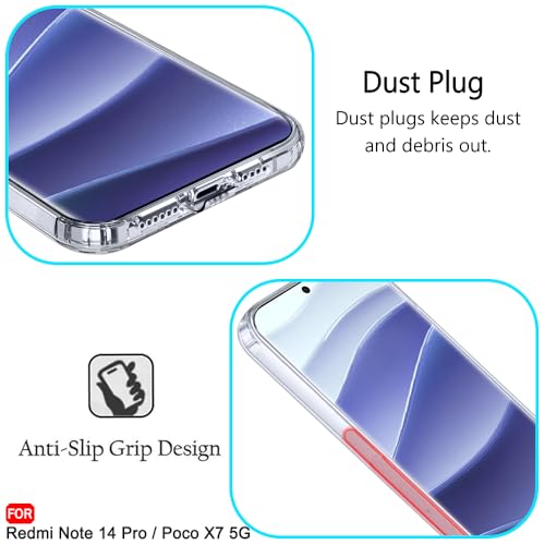 Image of TheGiftKart Back Cover Soft Case for Mi Redmi Note 14 Pro /Poco X7 5G | Best Camera Protection | Inbuilt Dust Plugs & Anti-Slip Grip | Ultra Clear Slim Back Cover Case (Silicone, Transparent)