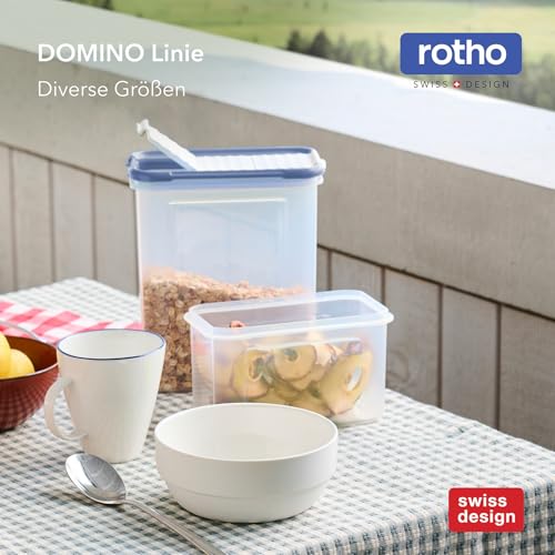 Rotho DOMINO 24-Set Vorratsdosen, Streu- & Schüttdose mit dicht schließendem Deckel, spülmaschinengeeignet, transparent/blau