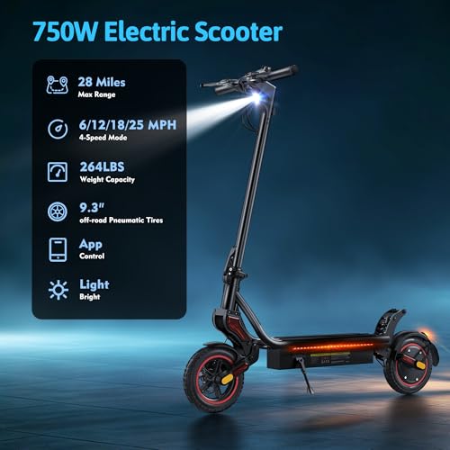 Image of Electric Scooter, 500W /750W Powerful Motor, 22 /25 MPH Top Speed & 23 /28 Miles Range, 9.3 inch /10 inch Tires, Foldable Commuter Scooter for Adults and Teens with Dual Braking,Cruise Control,APP Control
