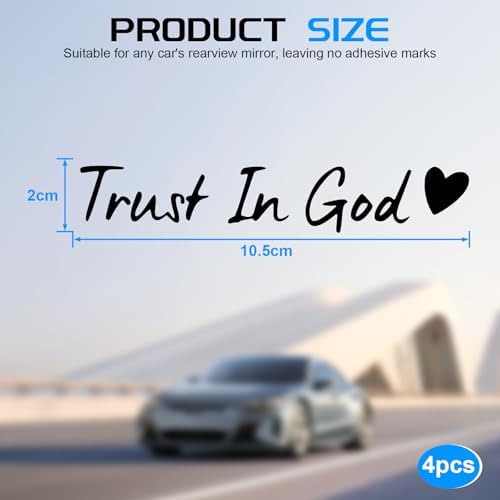 JUSTTOP 4PCS Car Decals,Decorative Rearview Mirror Sticker,Trust in God Car Stickers,Auto Stickers and Decals,Cute Car Decor for Women,Car Accessories,Fits Most Vehicles,Direct-Stick(Black) - 1