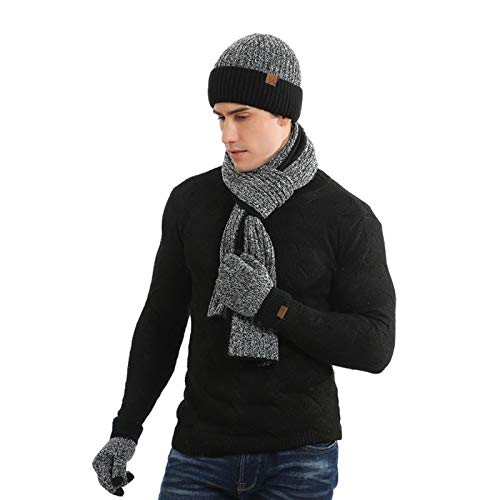 Gorro de invierno para hombre y mujer con bufanda larga de algodon y guantes deportivos 2