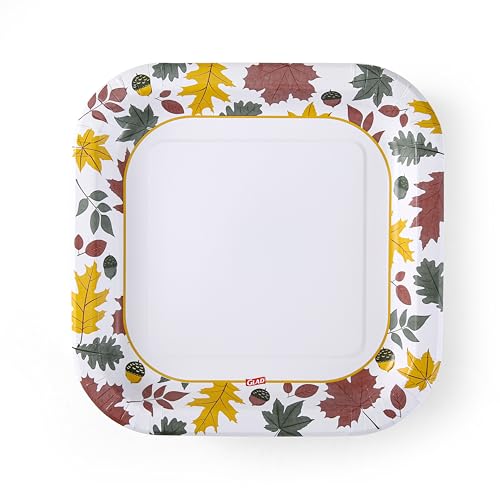 Image of Glad Square Disposable Paper Plates, Falling Foliage, 10 Inch, 58 Ct, 6-Pk