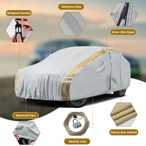 Image of Car Cover Custom Fit for Toyota RAV4(2006-2025), Waterproof All Weather for Automobiles Car Cover, Heavy Duty Cover, Outdoor Full Cover Sun Snow Rain UV Protection with Door Zipper, Easy to Clean