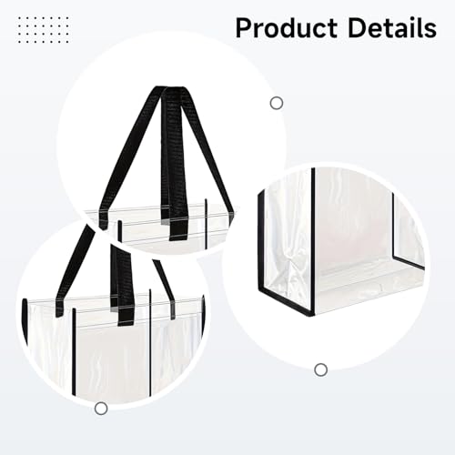 10 Pcs Clear Stadium Bags, Waterproof Transparent Tote Bags with Webbing Handles for Concert, Beach, Travel & Shopping, 12 X 12 X 6 Inches3
