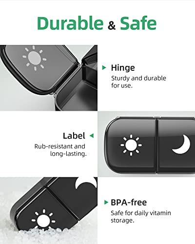 Weekly Pill Organizer 2 Times A Day With Portable Bag, Easy To Fill Pill Box With One-Side Opening, Lightproof Design Am Pm Pill Case For Medication, Supplement, Vitamin, Fish Oil #TOP4