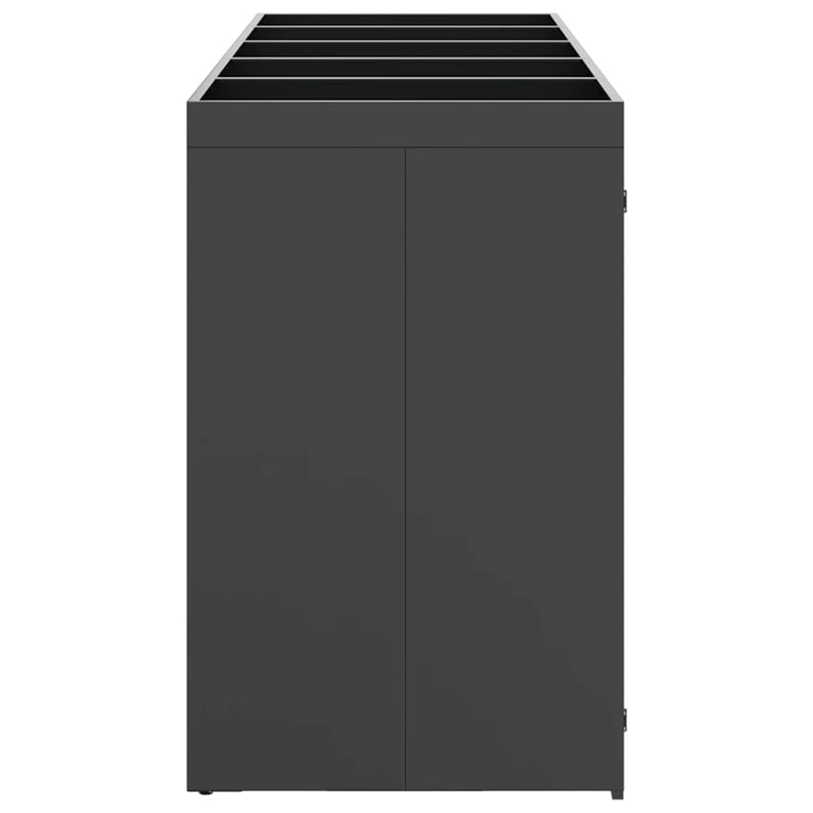 Pojemnik na odpady do wózka 5 x 120/240 l – stalowy pojemnik na śmieci w kolorze antracytowym (340 x 77,5 x 121,5 cm), możliwość rozszerzenia, wentylowany, z drzwiami magnetycznymi i dachem na rośliny