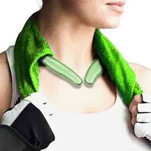 Cooling Neck band + Microfiber Cloth (Color choice available), Neck fan type, Portable and Reusable Neck Cooling tube for long travel, Woman, Men, Kitchen, Indoor, Outdoor, Playing (Green)