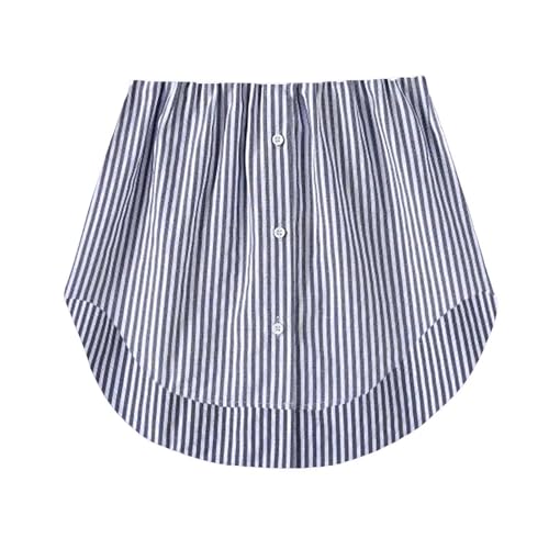 2026 Camisa Falsa Parte de Abajo - Bajo Camisa Falsa Mujer - Extensores De Camisas Falsas Mujer - Falda Camisas Falsas Mujeres,Parte Superior Inferior Ajustable con Capas, Dobladillo Curvado a Rayas