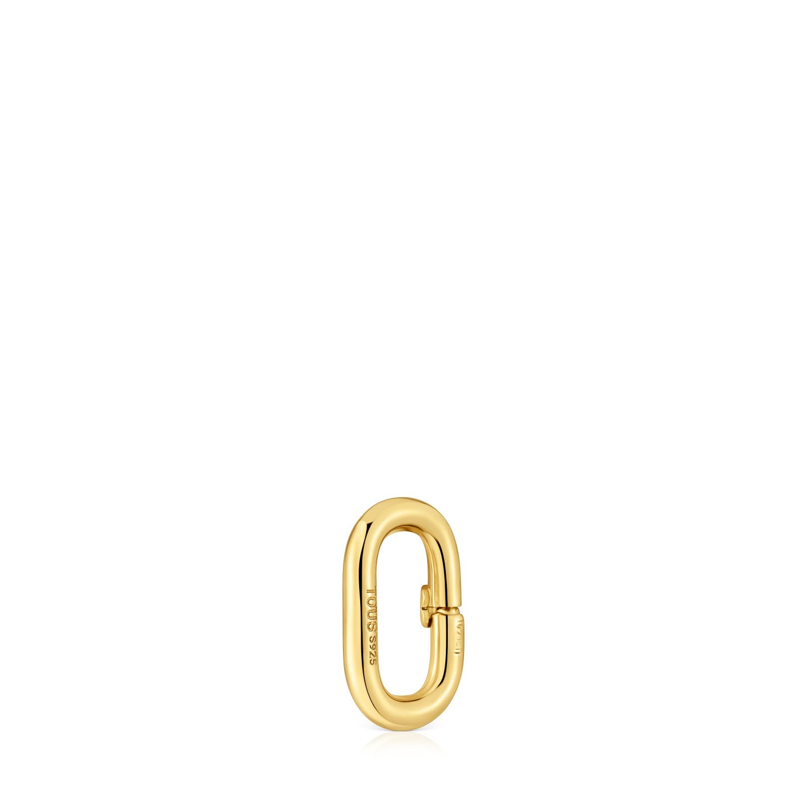 TOUS Anilla Pequeña para Mujer con Baño de Oro 18 Kt sobre Plata de Primera Ley, Colección Hold Oval