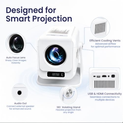 Image of Ailkin Smart Gaming Projector Autofocus Native 1080P, 4K Support, 12000 Lumens Android 14 Smart Projector with WiFi 6 Bluetooth, 4D Keystone, Home Theater Outdoor Movie Projector