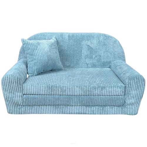 FORTISLINE - Canapé enfant Rosalia Mini - Mini canapé convertible en velours côtelé avec rallonge - Clic-clac 78x45x40 cm - Canapé enfant certifié...