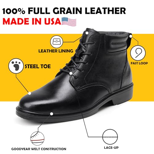 Men's Dress Leather Ankle Cap Toe Oxford Boot Lace up Black color Business Wedding Party Shoes2