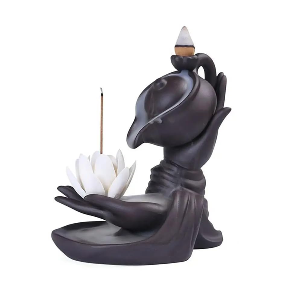 CTRLZS Buddha Hand Backflow Incense Burner Buddha Hand Backflow Hand Vintage Lucky Church Holder Charcoal A