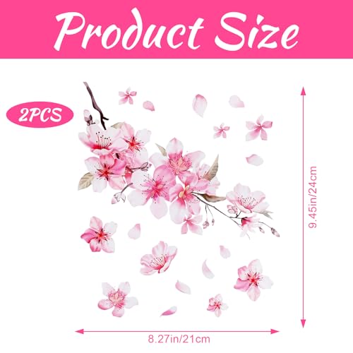 Image of Gjinxi 2 Pcs Car Stickers for Women, Cherry Blossom Vinyl Car Sticker Scratches Stickers Car Decoration, Vinyl Waterproof Sticker Decal Car Motocycle Laptop Wall Window Luggage Bumper Sticker