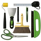 Tsekouri Wallpaper Paste Kit - Set Includes 8 Piece Wallpaper Kit Containing Wallpaper Paste Brush and Smoother, Wallpaper Seam Roller, Wall Paper Scraper Tool & Measuring Tape