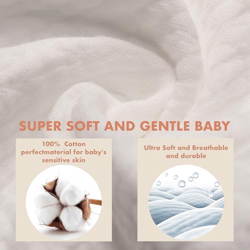 100% Cotton Muslin Baby Bibs, Extra Soft and Absorbent, 6-Layer Multicolor Set (6-Pack), Perfect for Boys & Girls (Olive Green)4