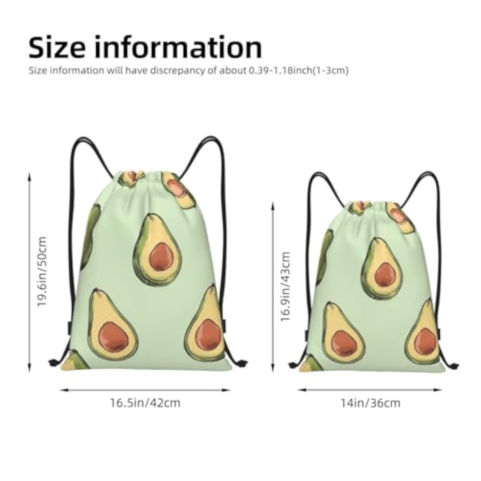 Fruit Pattern Waterproof Drawstring Backpack, Lightweight Gym Sackpack