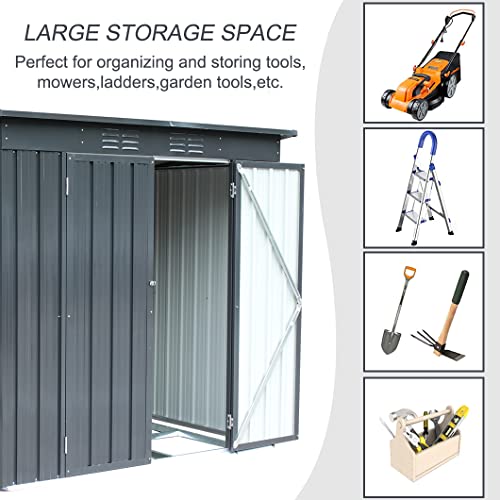 Storage Sheds 6' X 4' Outdoor Metal Storage Shed Galvanized Steel Garden Shed With Lockable Doors And Air Vent,Utility Storage Shed & Outdoor Backyard Storage Shed For Garden,Patio,Black #TOP6
