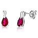 Produktbild Miore Ohrringe Damen tropfen Ohrhänger mit Edelstein/Geburtsstein Rubin in rot aus Weißgold 9 Karat / 375 Gold, Ohrschmuck