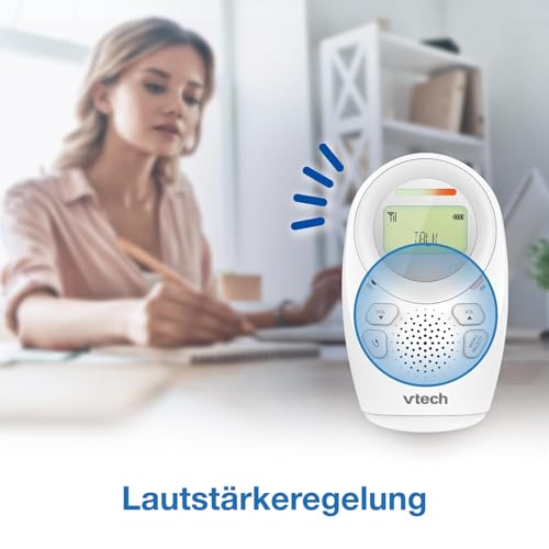 VTech BM1211 Baby-Audioüberwachungsmonitor, klare Klang- und Sicherheitsübertragung, Lange Reichweite, 5-stufiger Lautstärkeregler, Nachtlicht, Babysprechfunktion, Gürtelclip