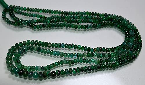 Perles d'émeraude naturelles forme rondelle lisse de 3x5mm avec fil de 16 pouces de long