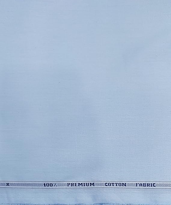 Image of Raymond 100% Cotton Fabric (All Weather Fabric, Unstitched Premium Fabric, Solid, Less Wrinkles) (Light Blue, 3.5 Meters for Kurta Pajama)