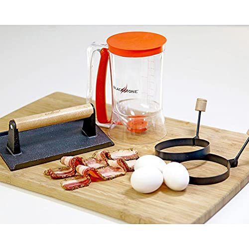 Blackstone 1543 Outdoor Griddle Breakfast Preparation Kit with Pancake Batter Dispenser, Cast Iron Bacon Press, and 2 Non Stick Steel Egg Rings - image 5