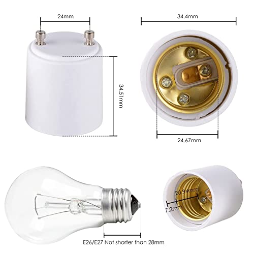 Image of Onite 48-Pack GU24 to E26 Adapter, 600W 320F Heat Resistant Socket Converter, High Power GU24 Bulb Base to E26 /E27 Medium Socket, for Halogen /Incandescent /LED Bulbs (4doz)