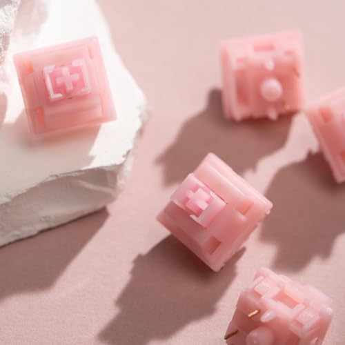 Image of MELETRIX WS Pink Pearl Linear Mechanical Keyboard Switches, Pre Lubed 5 Pins Keyboard Switch Set with POM Stem, PA Housing for Gaming DIY Keyboard (35Pcs)