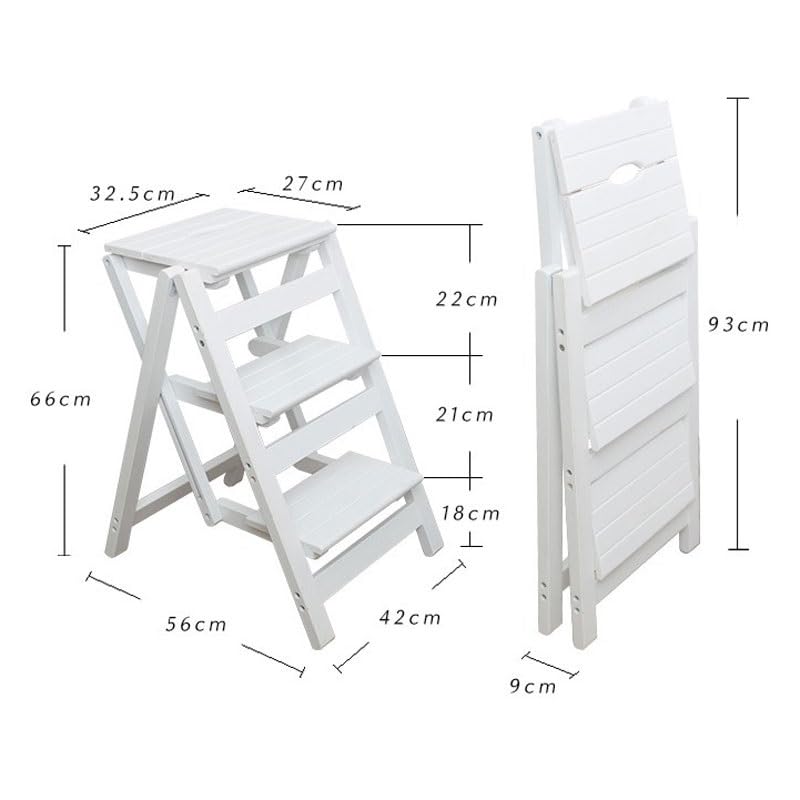 Taburete y silla de escalera de madera plegable para una decoración estética. 3