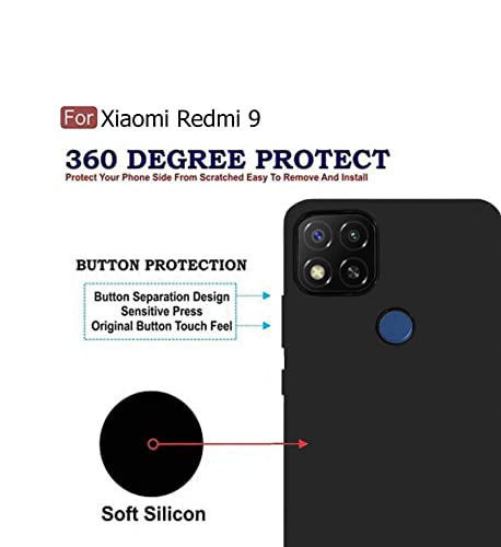 Image of Mobile Back Cover Case for Redmi 9 (Silicone Case|CameraProtection|Black SC1510)