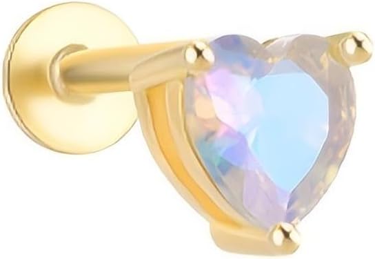 Gold Helix Earrings for Women Flat Back Earrings Hidden Helix Earring Heart Stud Earring 2Pcs Cartilage Studs Silver Flower Marquise CZ Sparkling Earrings Jewelry Gift