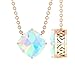 2 Collier d'opale éthiopienne Solitaire pour femmes, collier d'opale au solitaire diagonal, bijoux d'opale en or pour maman (8 mm coussin coupé d'opale éthiopienne, 14K Or rose, Avec chaîne