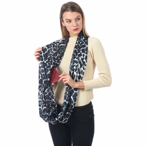Fashion Constellation Pattern Infinity Scarf with Zipper Pocket for Women & Men3